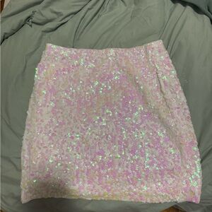 Sequin Embellished Pink Skirt